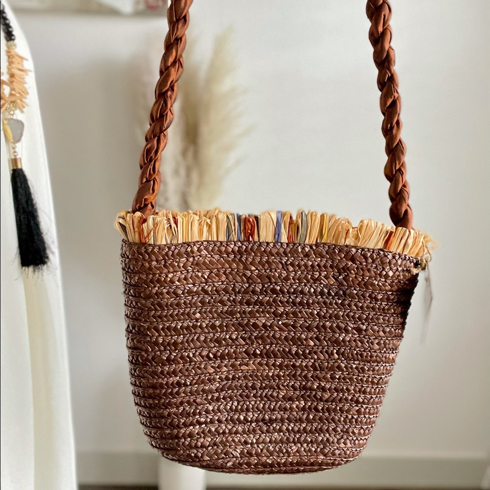 Natural Woven Brown Straw Bag Tote